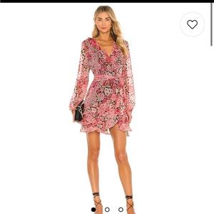 Revolve Bardot Triple Frill Dress in Pink Gardenia